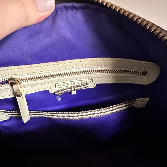 Henri Bendel Carlyle Bag- Army Green/Black Pebbled Leather and Gold Studs - Picture 5 of 9